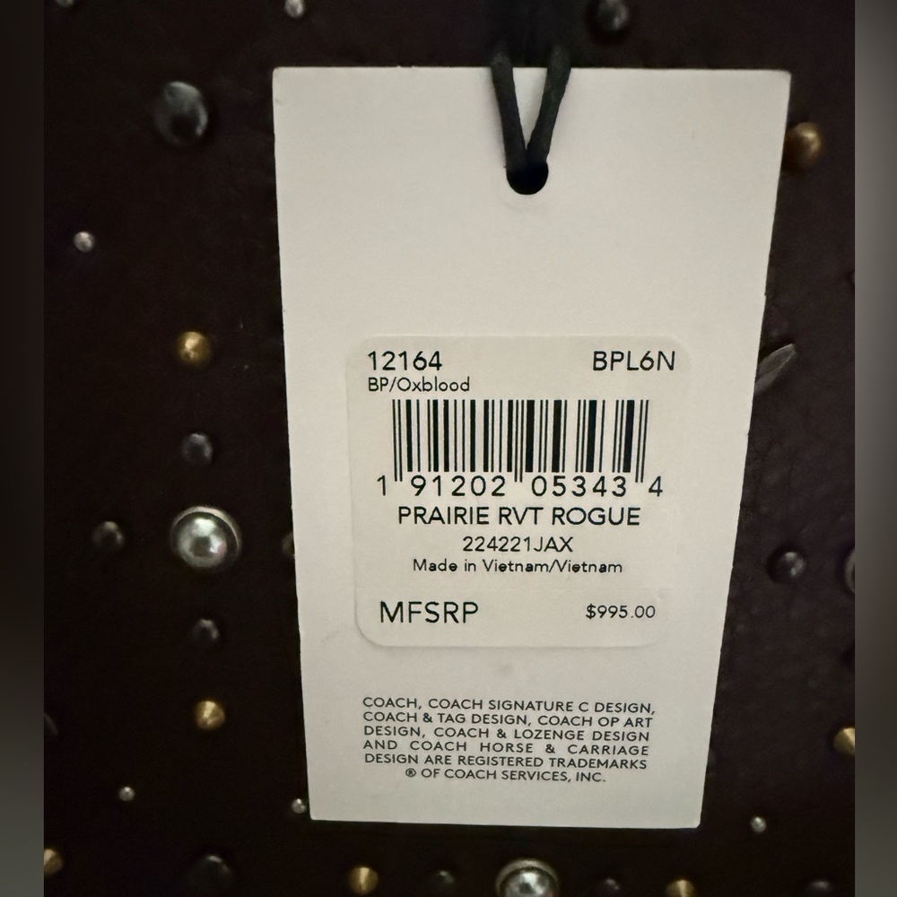Coach Burgundy Studded Satchel - Picture 2 of 4